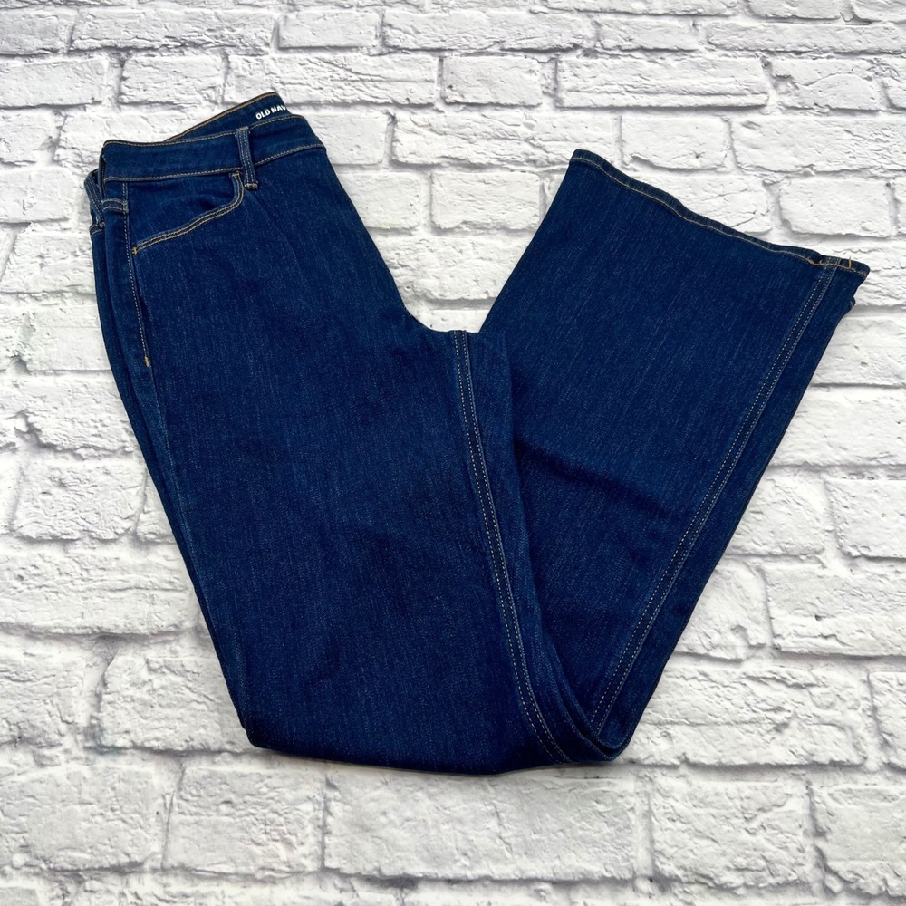 Old Navy Womens High Rise Wow Flare Jeans Dark Wash Blue Size 6 Denim Pants